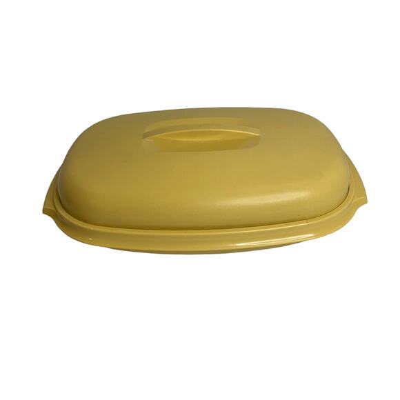 Vintage Tupperware #1273 3pc Microwave Vegetable Rice Steamer Harvest Gold - Picture 1 of 9